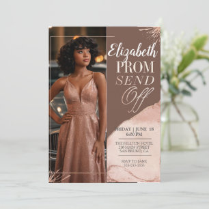 Elegant Prom Send Off Earth Pink Portrait Photo Invitation
