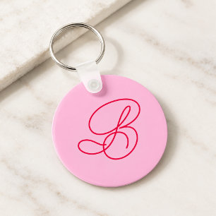 Elegant Promotional Logo Monogram Initial Pink Keychain