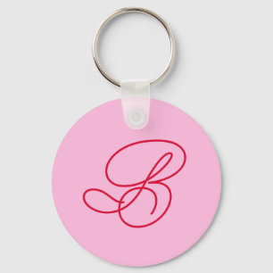 Elegant Promotional Logo Monogram Initial Pink Keychain