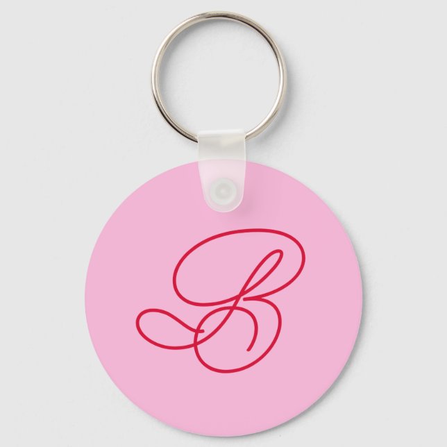 Elegant Promotional Logo Monogram Initial Pink Keychain (Front)