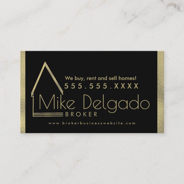 Elegant Property Manager Home Sales Broker     Business Card (Front)