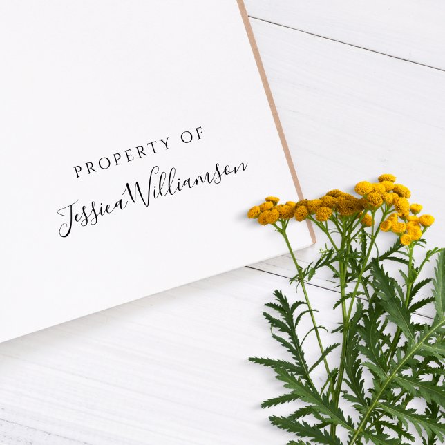 Elegant Property Of Script Name Library Book Rubber Stamp (Creator Uploaded)
