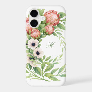 Élégant Protea & Anemone Étui Floral avec Monogram