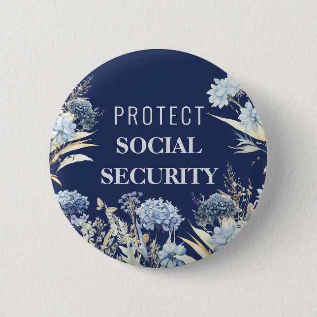 Elegant Protect Social Security Anti Trump 2 Inch Round Button (Front)