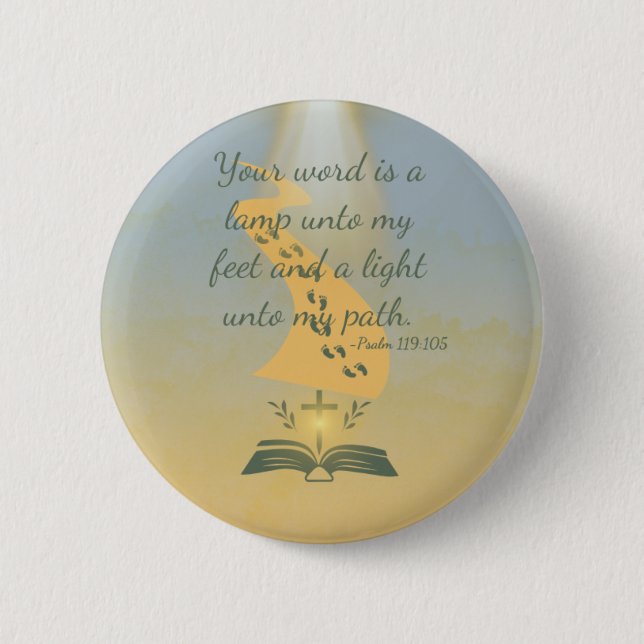 Elegant Psalm 119:105 Watercolor 2 Inch Round Button (Front)