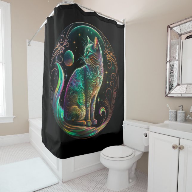 Elegant Psychedelic Cat Modern Artwork | (In Situ)