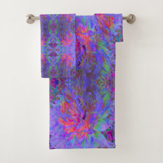 Elegant Psychedelic Decorative Dahlia Flower Bath Towel Set