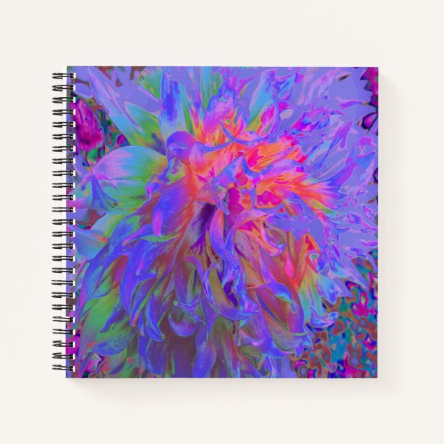 Elegant Psychedelic Decorative Dahlia Flower Notebook (Front)