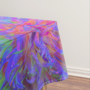 Elegant Psychedelic Decorative Dahlia Flower Tablecloth