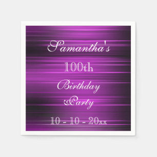 Elegant Psychedelic Purple 100th Birthday Napkin