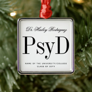 Elegant PsyD Doctor of Psychology Graduation Metal Ornament