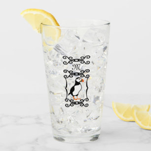 Elegant Puffin in a French Iron Frame Monogram Glass