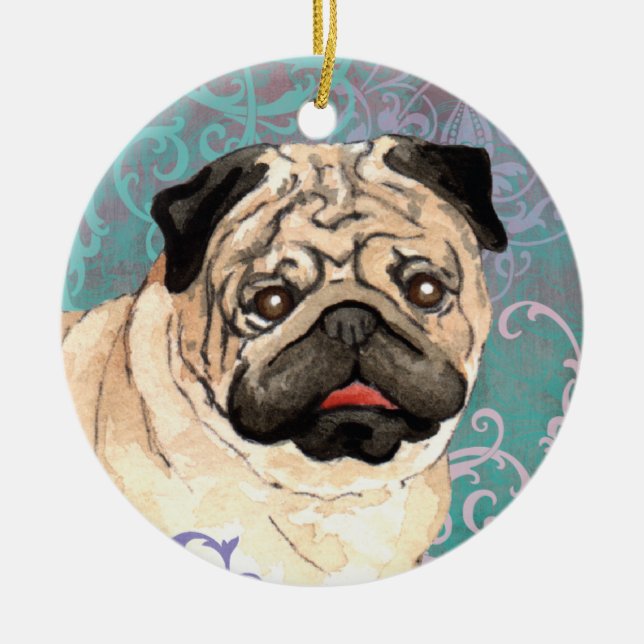 Elegant Pug Ceramic Ornament (Front)
