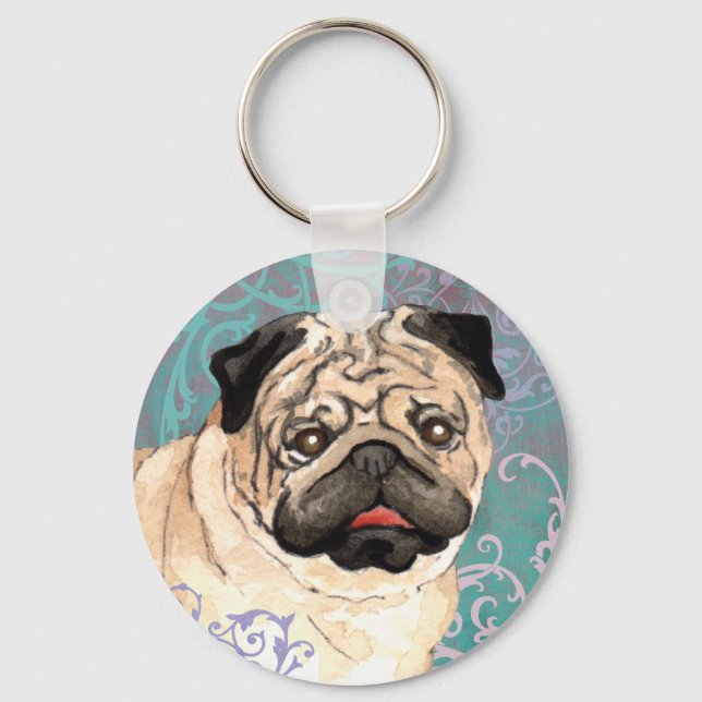 Elegant Pug Keychain (Front)