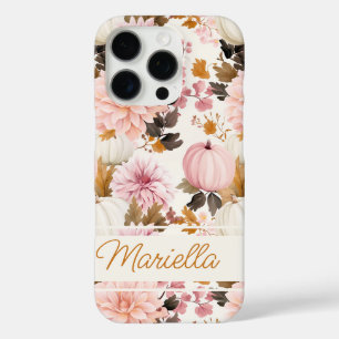 Elegant Pumpkin and flowers fall pattern iPhone 16 Pro Case