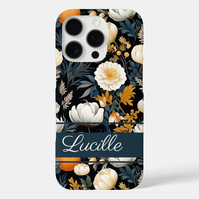 Elegant Pumpkin and flowers fall pattern Case-Mate iPhone Case (Back)