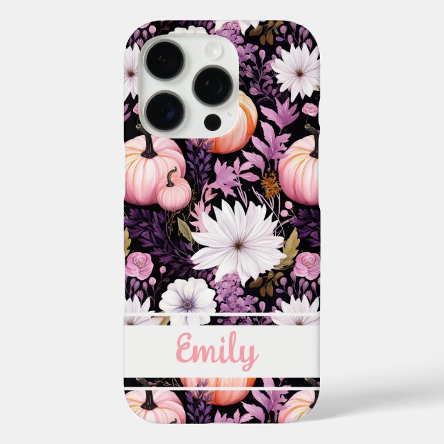 Elegant Pumpkin and flowers fall pattern Case-Mate iPhone Case (Back)