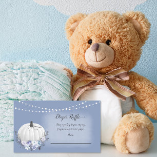Elegant Pumpkin Baby Diaper Raffle Dusty Blue Enclosure Card