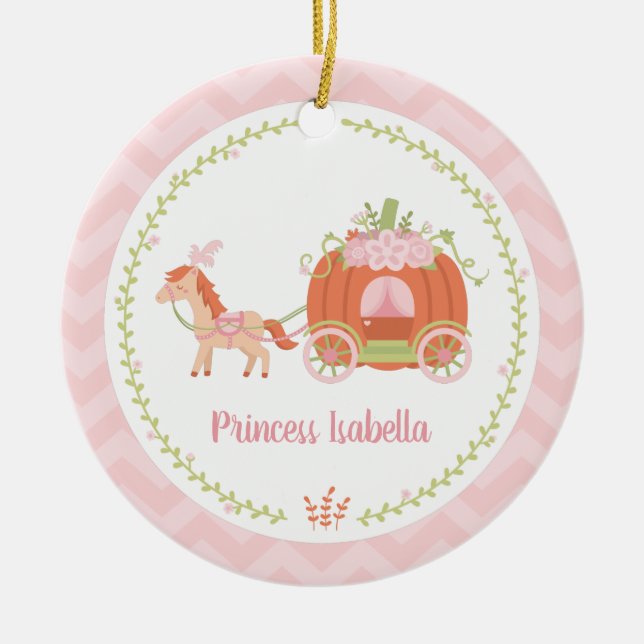 Elegant Pumpkin Carriage Princess Girl Ornament (Front)