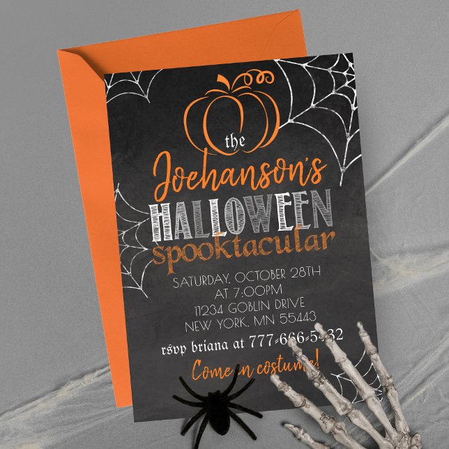 Elegant Pumpkin Chalkboard Halloween Party Invitation (Elegant Pumpkin Chalkboard Halloween Party Invitations. Available printed or digital download)
