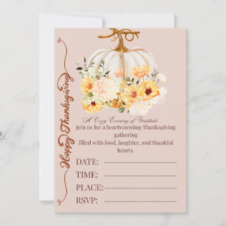 Elegant Pumpkin Fall Floral Invitation
