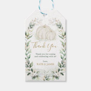 Elegant Pumpkin Fall Greenery Gold Wreath Favours Gift Tags