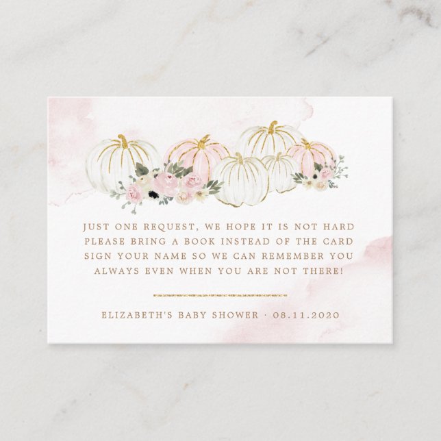 elegant pumpkin floral baby shower enclosure card (Front)