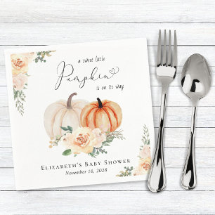 Elegant Pumpkin Floral Watercolor Baby Shower Napkin