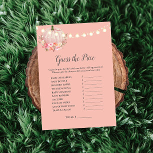 Elegant Pumpkin Guess The Price Baby Shower Game Invitation