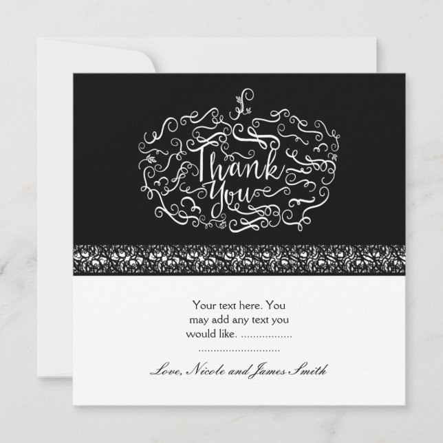 Elegant Pumpkin Halloween Fall Thank You Card (Front)