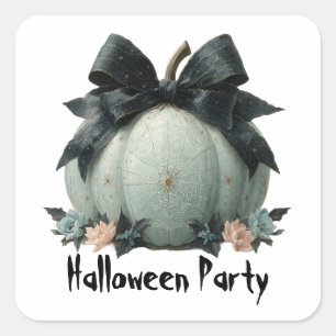 Elegant Pumpkin Halloween Party Design Square Sticker