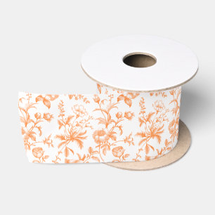 Elegant Pumpkin Spice Grandmillennial Toile Floral Satin Ribbon