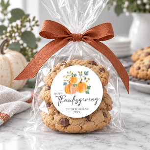 Elegant Pumpkin Thanksgiving Classic Round Sticker