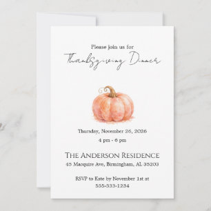 Elegant Pumpkin Thanksgiving Dinner Invitation