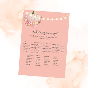 Elegant Pumpkin Who's My Mommy Baby Shower Game Invitation