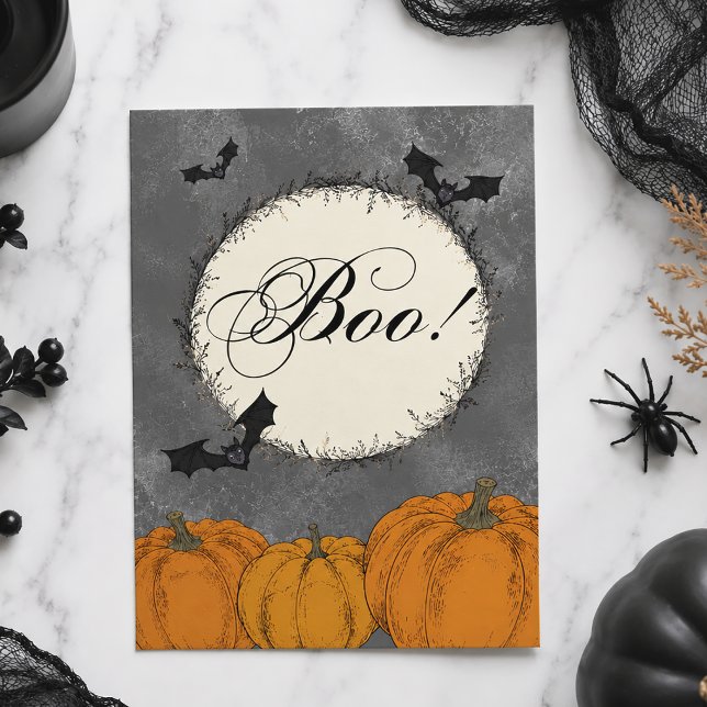 Elegant Pumpkins and Bats Card (Elegant Pumpkins and Bats Card)