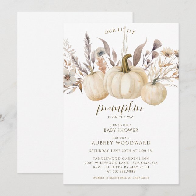 Elegant Pumpkins Baby Shower Invitation (Front/Back)
