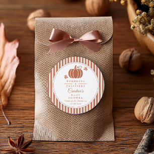 Elegant Pumpkins & Pacifiers Baby Shower Favour Classic Round Sticker