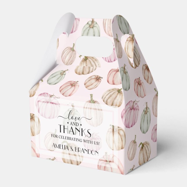 Elegant Pumpkins Pink Girl Baby Shower Favor Box (Front Side)
