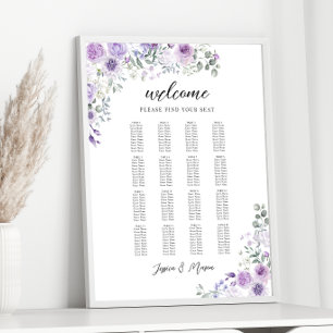 Elegant Puple Lilac Floral Wedding Seating Chart