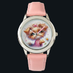 Elegant Puppy Watch<br><div class="desc">Kid's Stainless Steel Pink Leather Strap Watch Always know the right time with this customizable Stainless Steel watch from eWatchFactory. Make it one-of-a-kind by adding your own designs, photos, and text. Make a great gift for yourself or someone you love! Kids wrist watch Material: Face: Stainless steel Strap: Leather Dimensions:...</div>