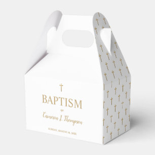 Elegant pure white Gold gross pattern Baby Baptism Favor Box
