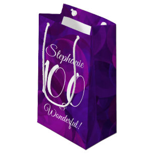 Elegant Purple 100 and Wonderful Birthday Party Small Gift Bag