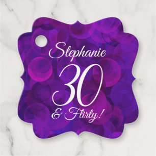Elegant Purple 30 and Flirty Birthday Party Favour Tags