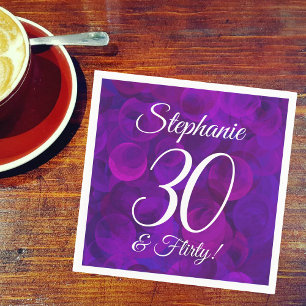 Elegant Purple 30 and Flirty Birthday Party Napkin