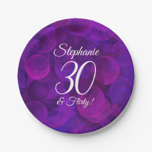 Elegant Purple 30 and Flirty Birthday Party Paper Plate