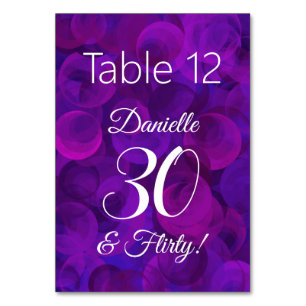 Elegant Purple 30 and Flirty Birthday Party Table Number