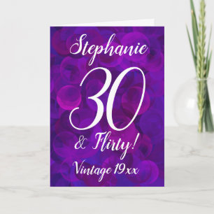 Elegant Purple 30 and Flirty Personalized Birthday Card