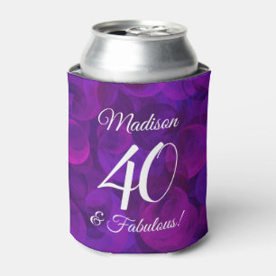 Elegant Purple 40 and Fabulous Birthday Party Can Cooler