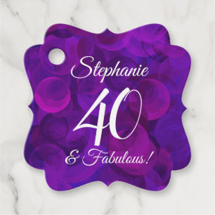 Elegant Purple 40 and Fabulous Birthday Party Favour Tags